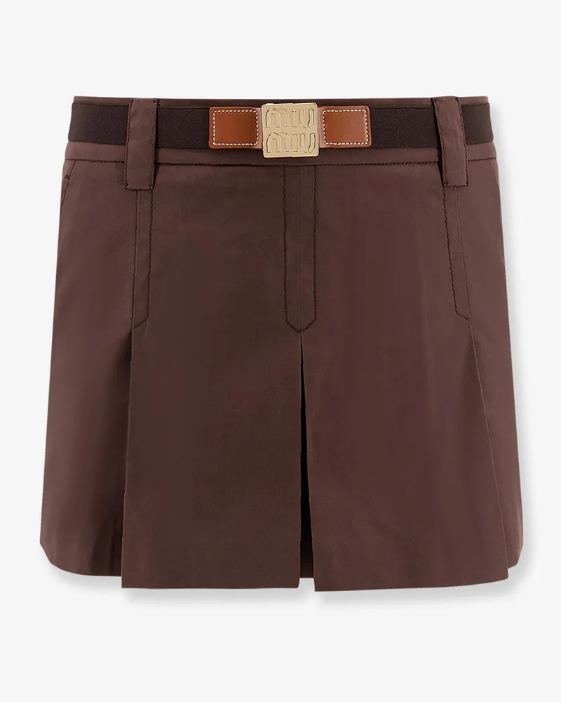 Miu Miu Panama pleated mini skirt with belt -  - gender_Woman Brown