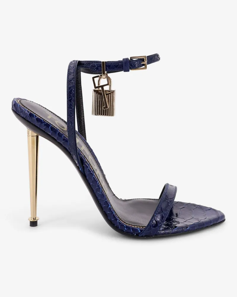 Tom Ford Laminated leather sandals with iconic padlock -  - gender_Woman Blue