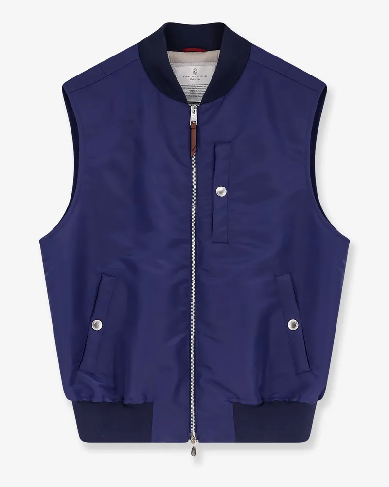 Brunello Cucinelli Water-repellent nylon sleeveless jacket -  - gender_Man Blue