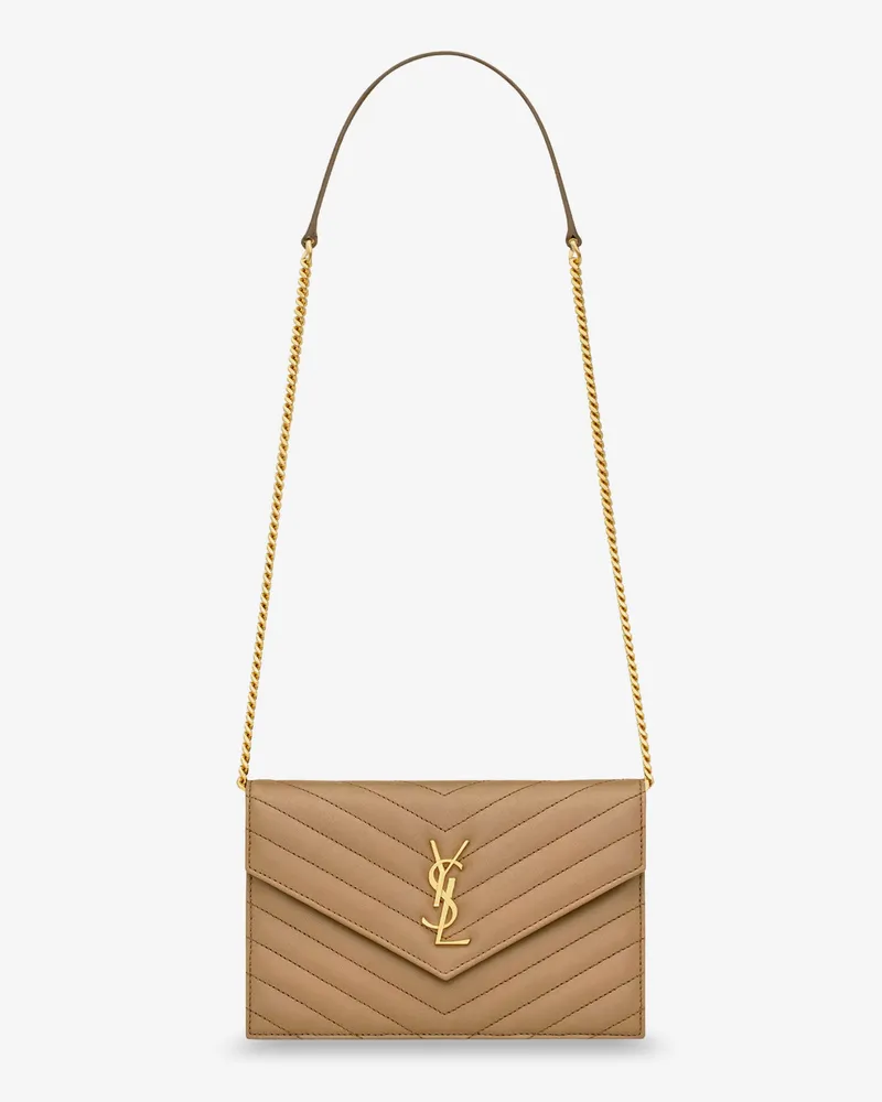 Saint Laurent Envelope leather shoulder bag -  - gender_Woman Beige