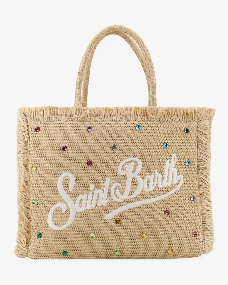 MC2 Saint Barth Vanity Straw raffia handbag with multicolored rhinestones -  - gender_Woman Beige