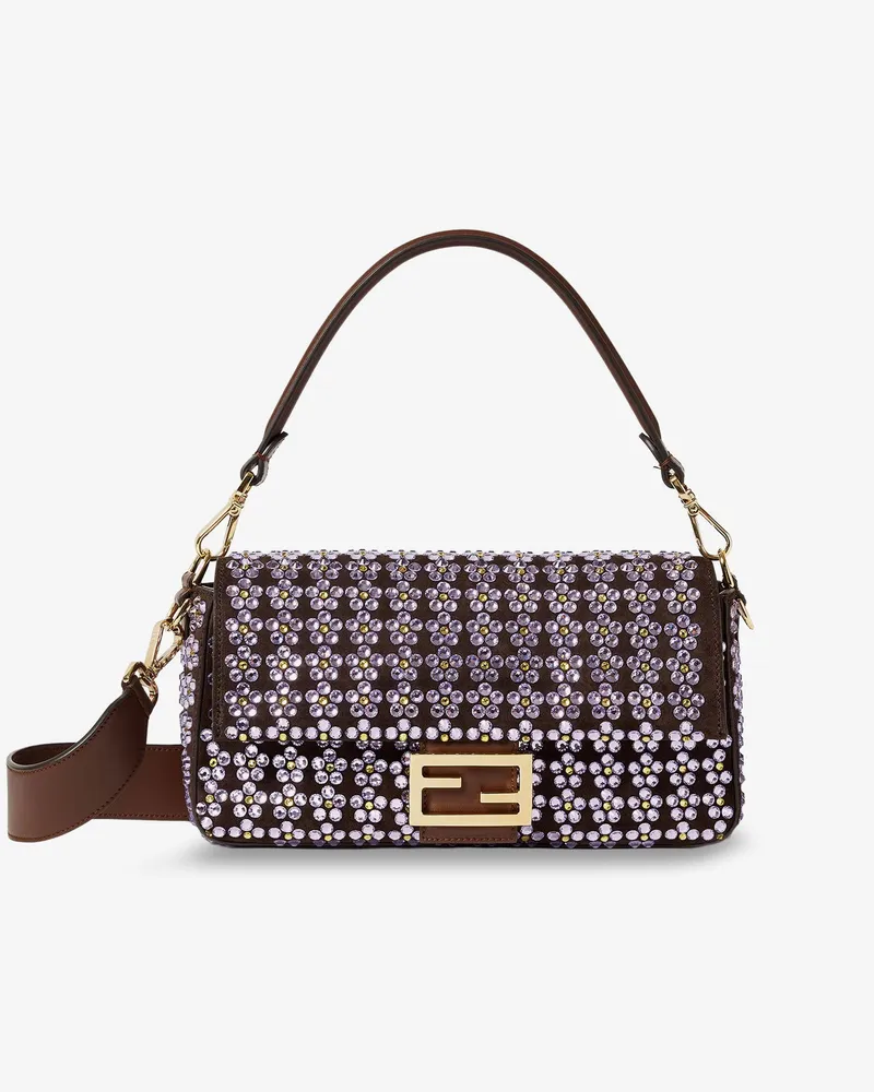 Fendi Baguette® leather crossbody bag with Blooming Crystals motif -  - gender_Woman Multicolor