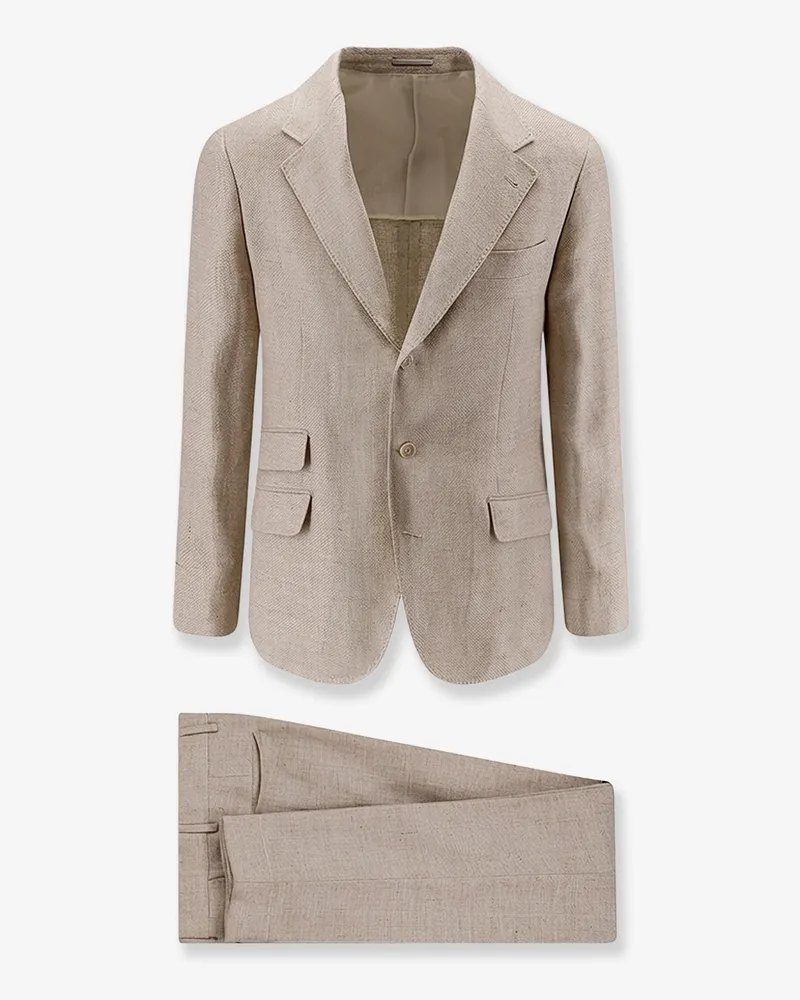Brunello Cucinelli Silk, linen and wool suit -  - gender_Man Beige