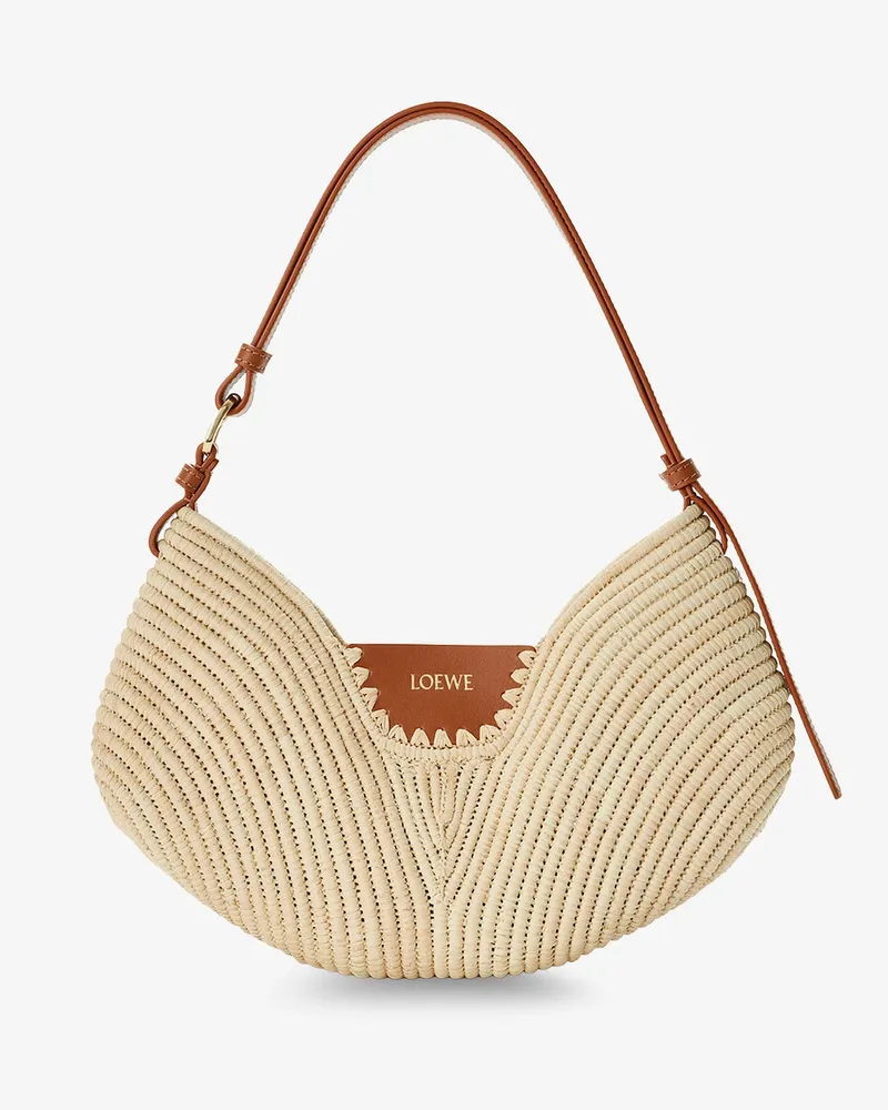 Loewe Paula's Ibiza-Swing leather and raffia shoulder bag -  - gender_Woman Beige