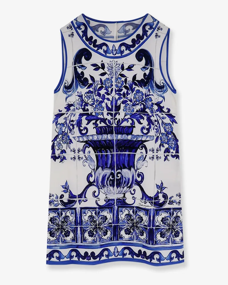 Dolce & Gabbana Silk top with Maiolica print -  - gender_Woman Blue