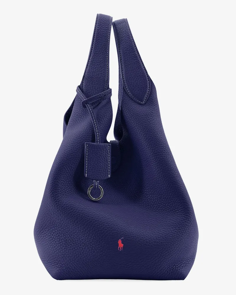 Ralph Lauren Leather shoulder bag with engraved logo -  - gender_Woman Blue
