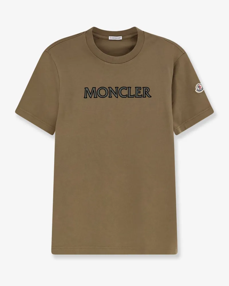 Moncler Cotton T-shirt with front logo -  - gender_Man Green
