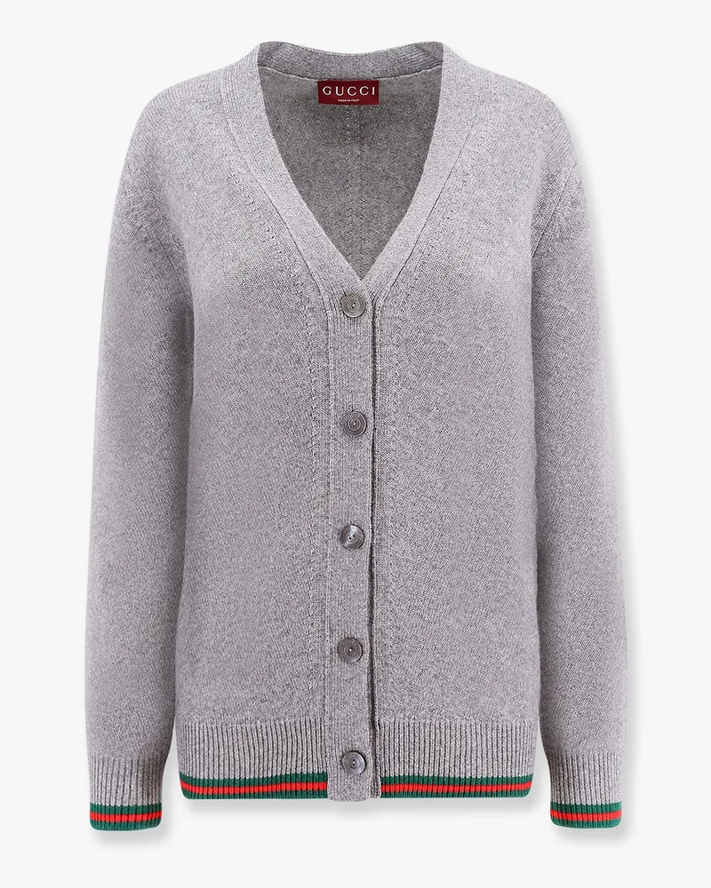 Gucci Wool and cashmere cardigan with web detail -  - gender_Woman Grey