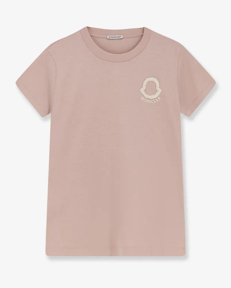 Moncler Cotton T-shirt with flocked logo on the front -  - gender_Woman Pink