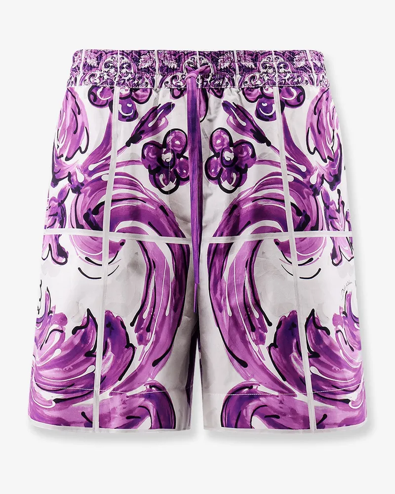 Dolce & Gabbana Cotton shorts with Maiolica print -  - gender_Woman Purple