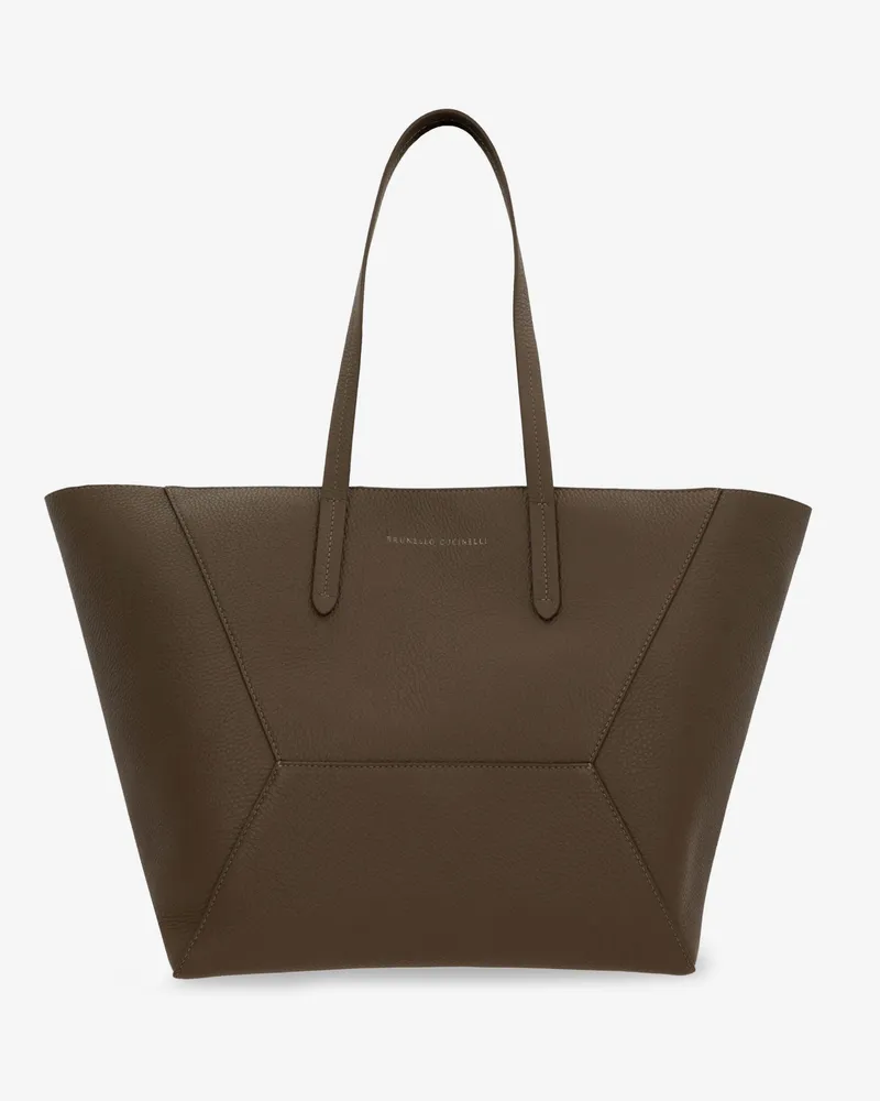 Brunello Cucinelli BC Duo hammered leather shoulder bag -  - gender_Woman Brown