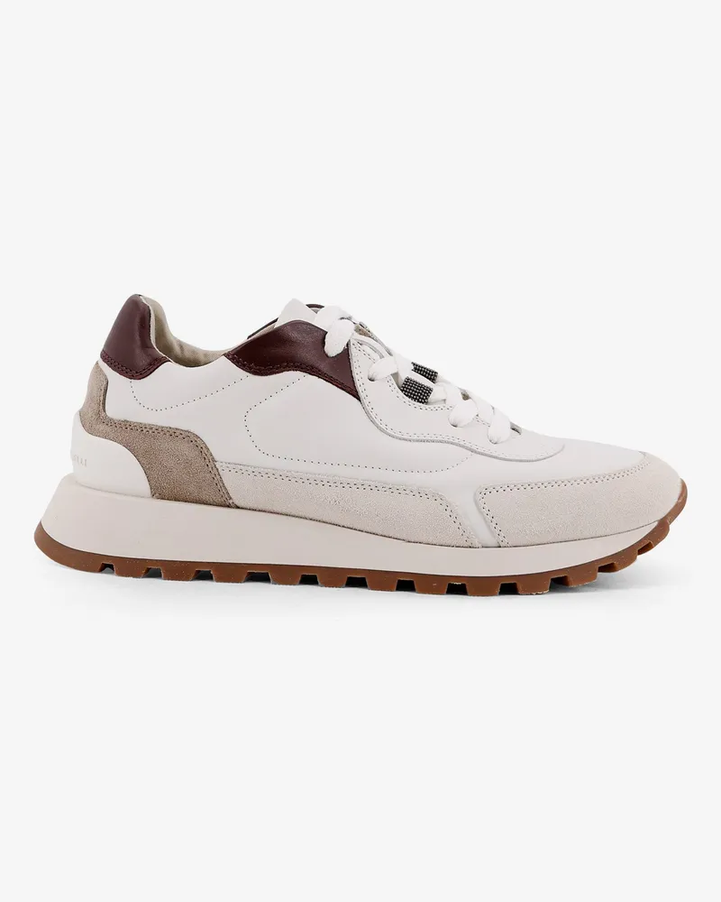 Brunello Cucinelli Low-top leather sneakers with Monili detail -  - gender_Woman White