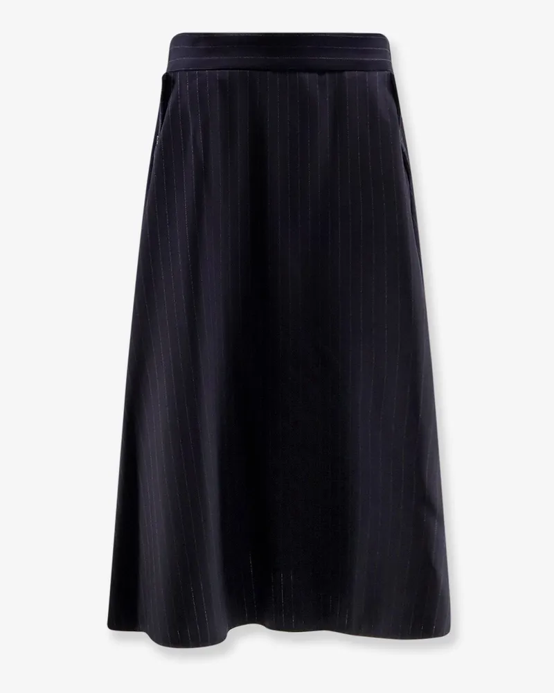 Golden Goose Striped virgin wool midi skirt -  - gender_Woman Blue