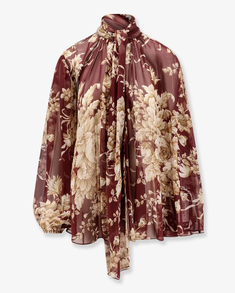 Dolce & Gabbana Chiffon shirt with Rose print -  - gender_Woman Red