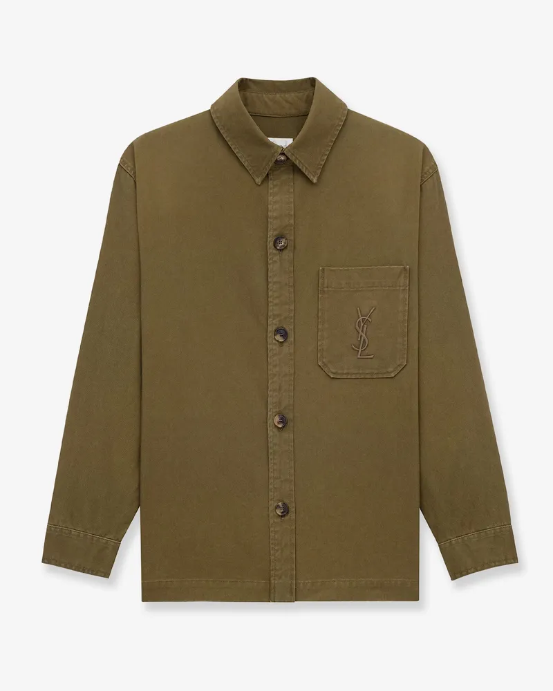 Saint Laurent Cotton and linen shirt with embroidery -  - gender_Woman Brown