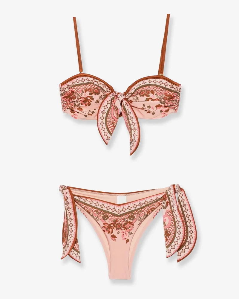 Zimmermann Aster shiny nylon bikini with Paisley print -  - gender_Woman Pink