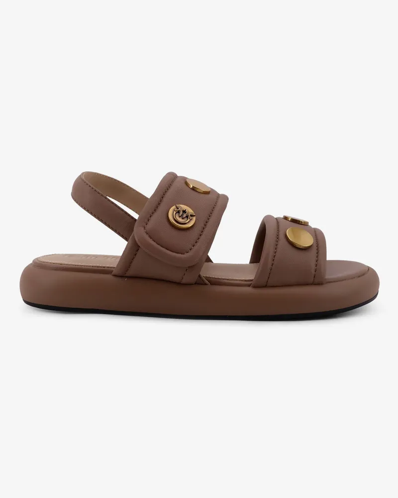 Pinko Fiona flat leather sandals -  - gender_Woman Brown
