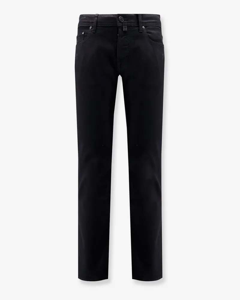 Jacob Cohën Cotton blend trousers with leather Logo tag -  - gender_Man Black