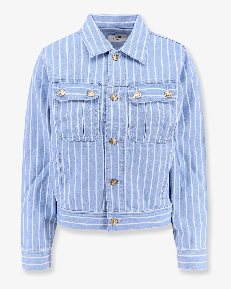 Celine Striped cotton jacket with triomphe buttons -  - gender_Woman Blue
