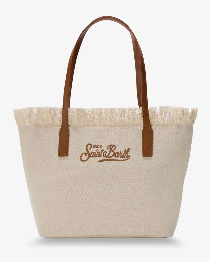 MC2 Saint Barth City bag Mid Fringe canvas shoulder bag -  - gender_Woman Beige