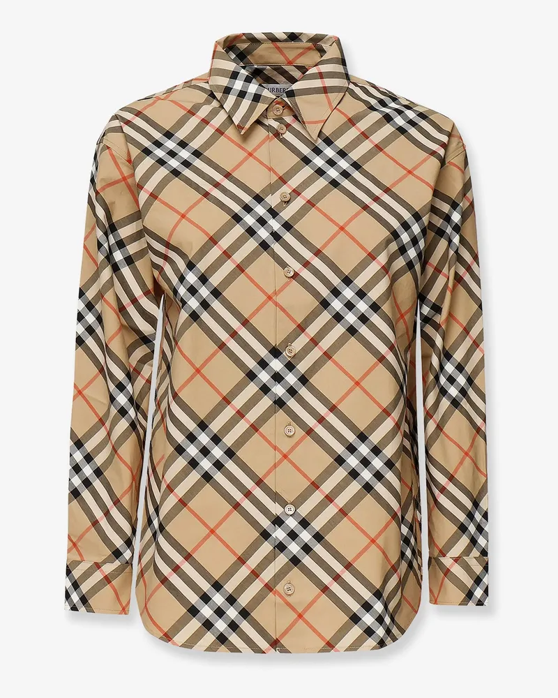 Burberry Cotton shirt with  Check motif - BURBERRY - gender_Woman Beige