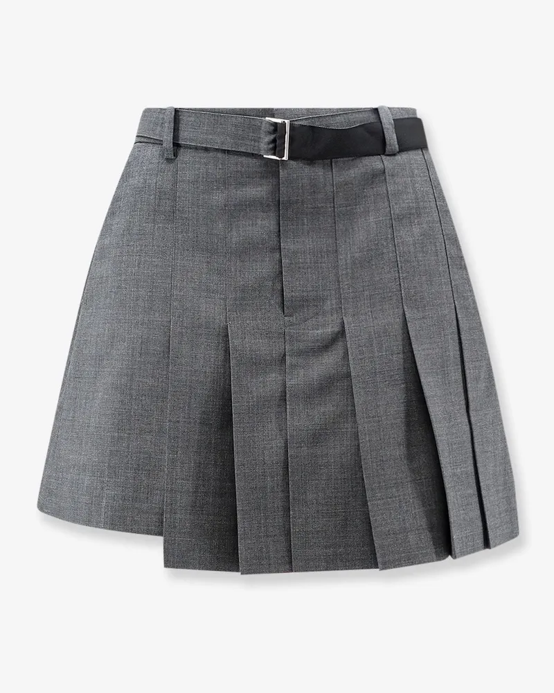Sacai Pleated wool shorts -  - gender_Woman Grey