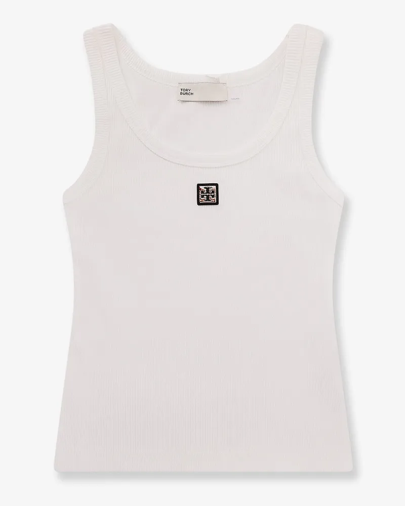 Tory Burch Ribbed cotton tank top -  - gender_Woman White