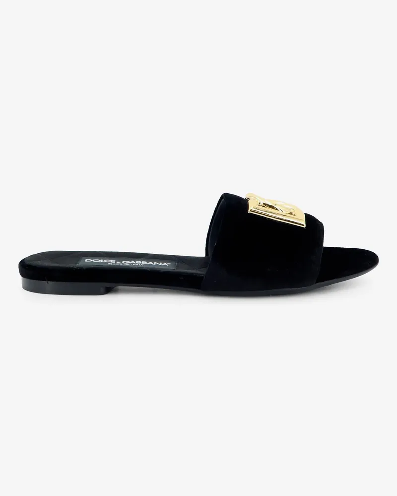 Dolce & Gabbana Velvet sandals with DG logo on the front -  - gender_Woman Black