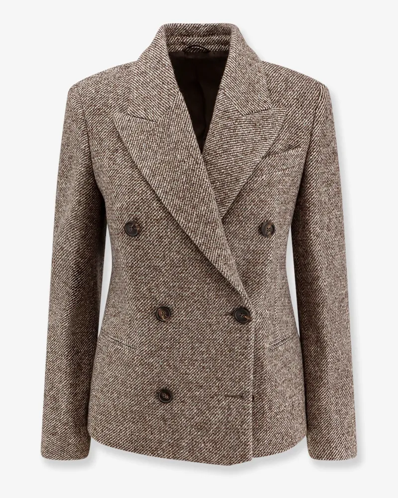 Brunello Cucinelli Virgin wool and silk coat -  - gender_Woman Brown