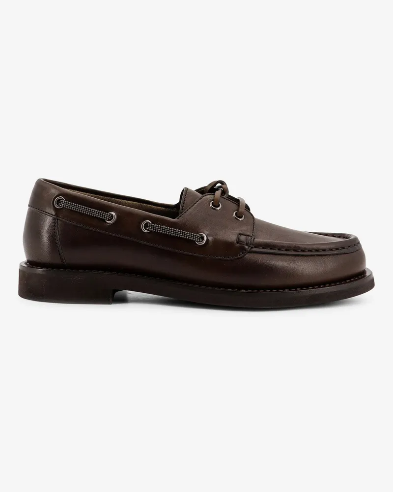 Brunello Cucinelli Leather loafers with Monili detail -  - gender_Woman Brown