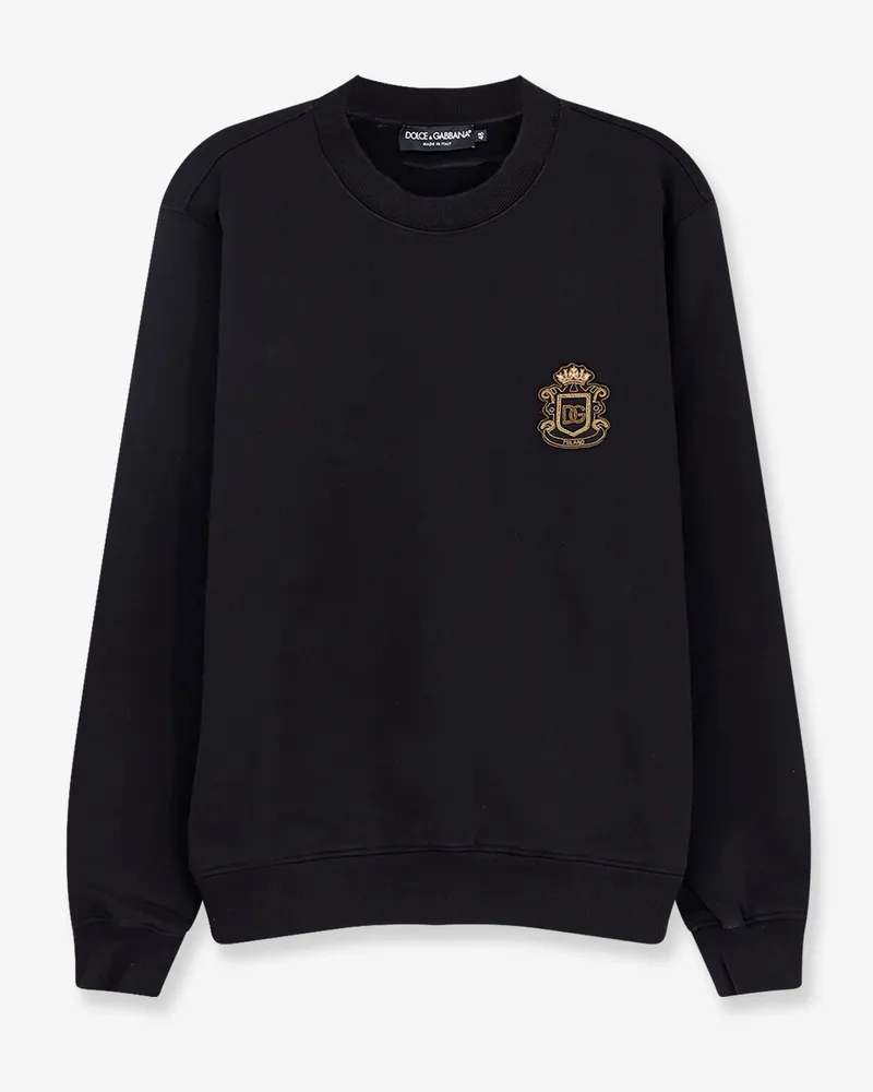 Dolce & Gabbana Cotton sweatshirt with heraldic logo patch -  - gender_Man Black