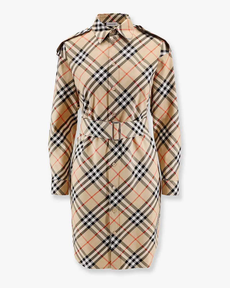 Burberry Chemisier cotton short dress with Check print -  - gender_Woman Beige