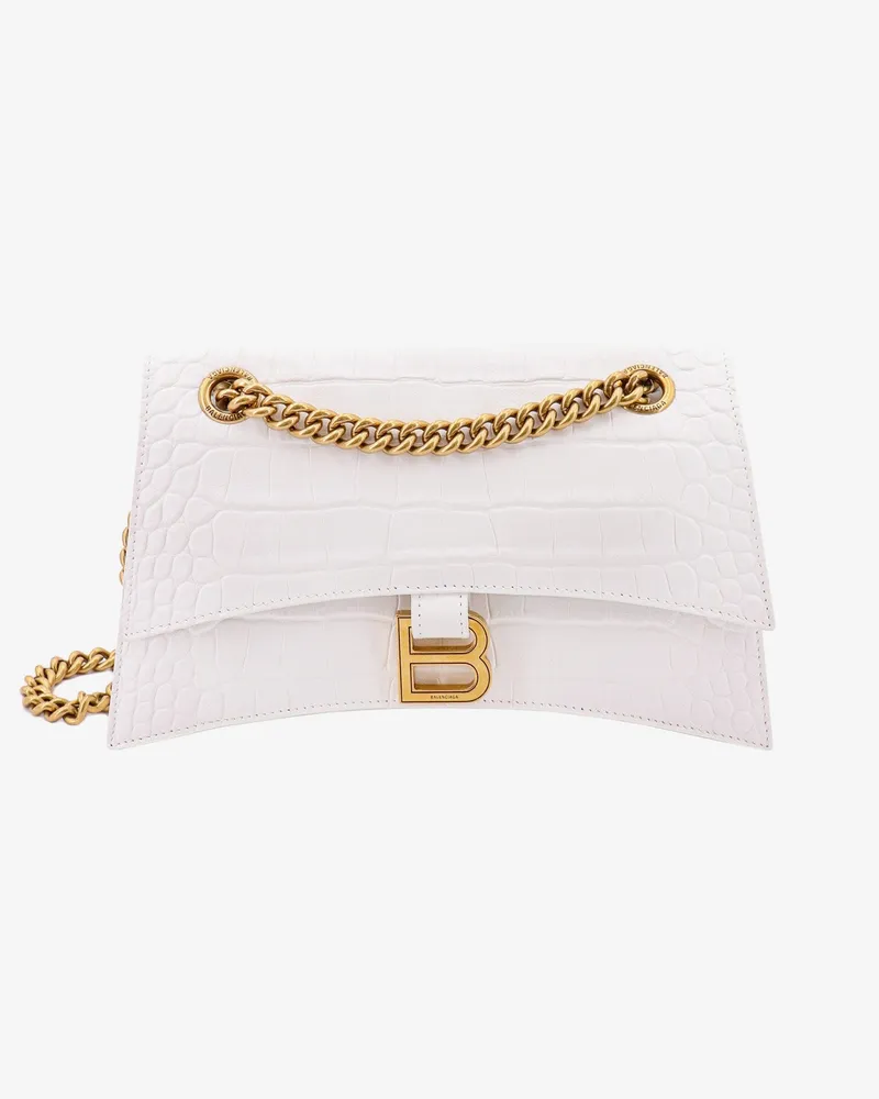Balenciaga Croco leather shoulder bag with metal monogram -  - gender_Woman White