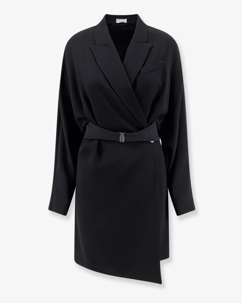 Brunello Cucinelli Chemisier Dress with Tuxedo-style band -  - gender_Woman Black