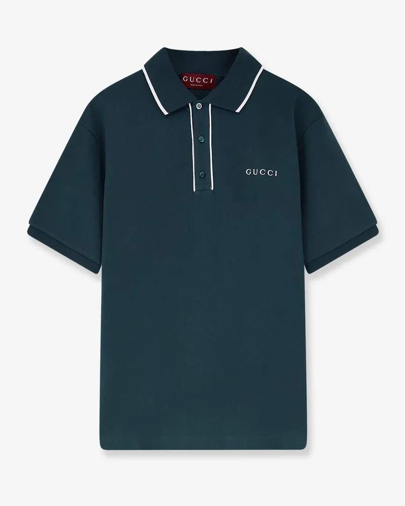 Gucci Stretch cotton polo with embroidered logo -  - gender_Man Green