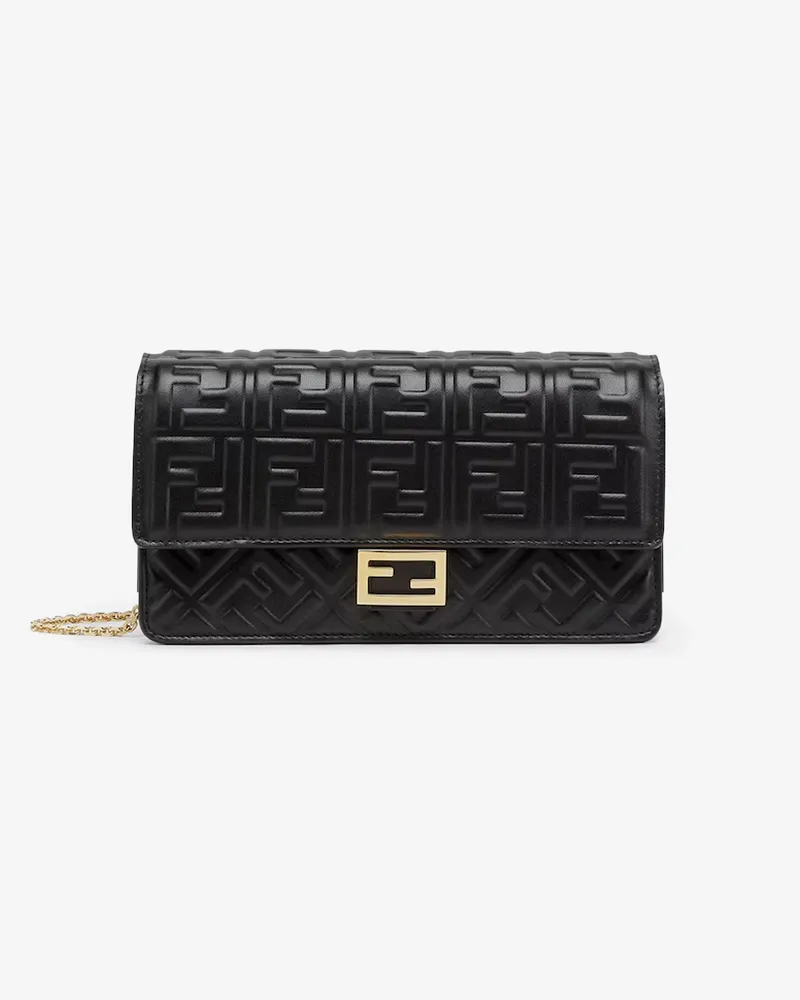 Fendi Baguette Wallet on Chain leather shoulder bag with FF motif -  - gender_Woman Black