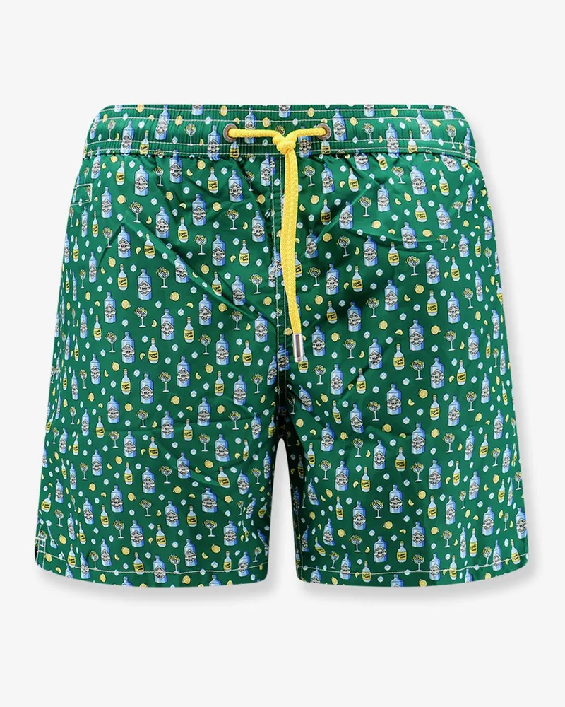 MC2 Saint Barth Nylon swim trunks with all-over Tonic Water print -  - gender_Man Green