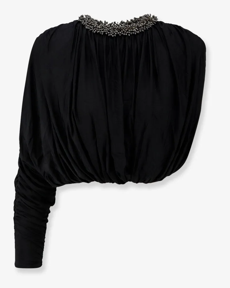 Self-Portrait Jerset top with asymmetric sleeves -  - gender_Woman Black