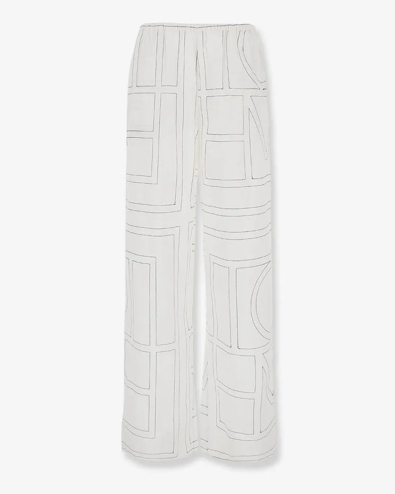 Totême Cotton blend pajama pants with Monogram print -  - gender_Woman White