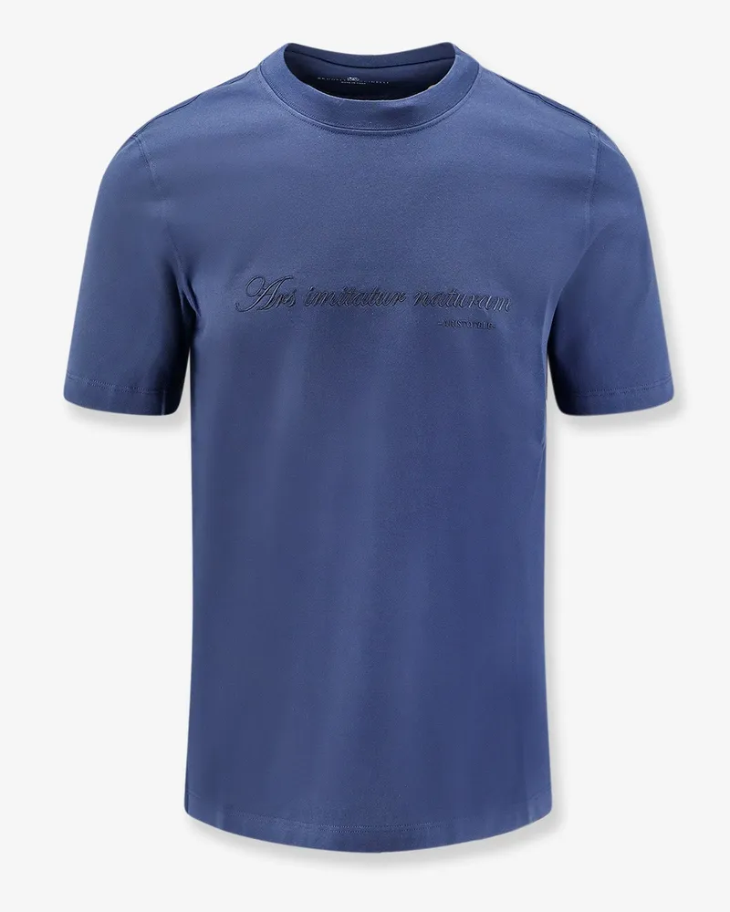 Brunello Cucinelli Cotton T-shirt with front embroidery -  - gender_Man Blue