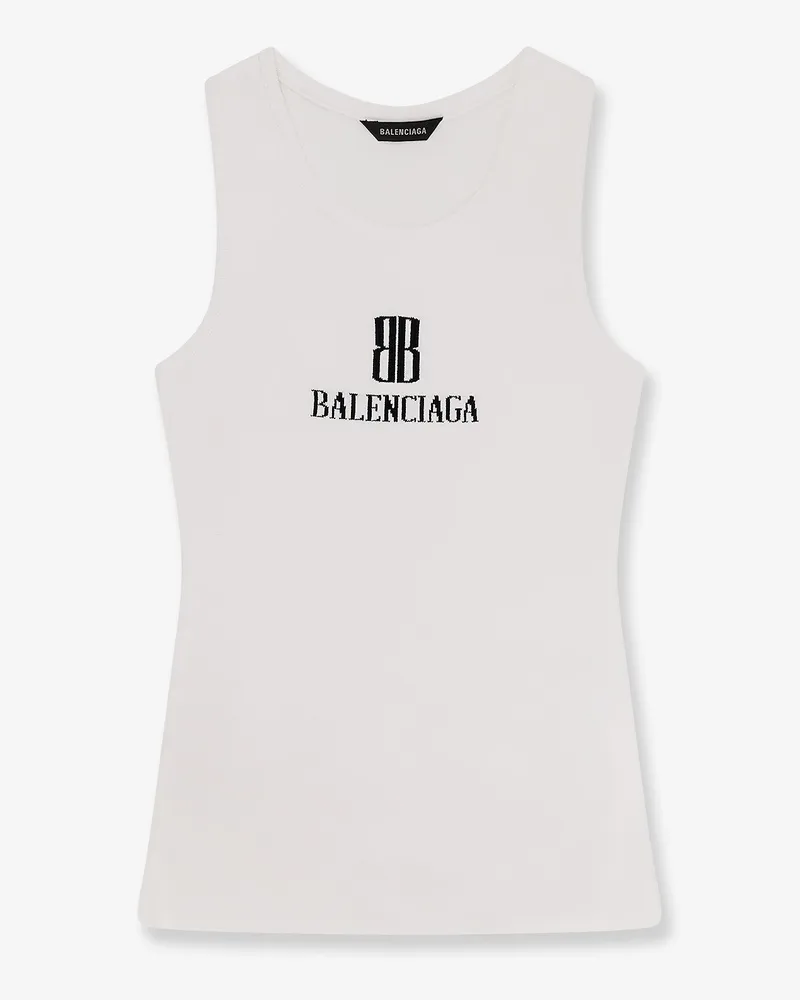 Balenciaga Ribbed viscose blend tank top -  - gender_Woman White