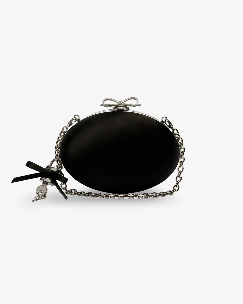 Self-Portrait Oval satin clutch bag -  - gender_Woman Black