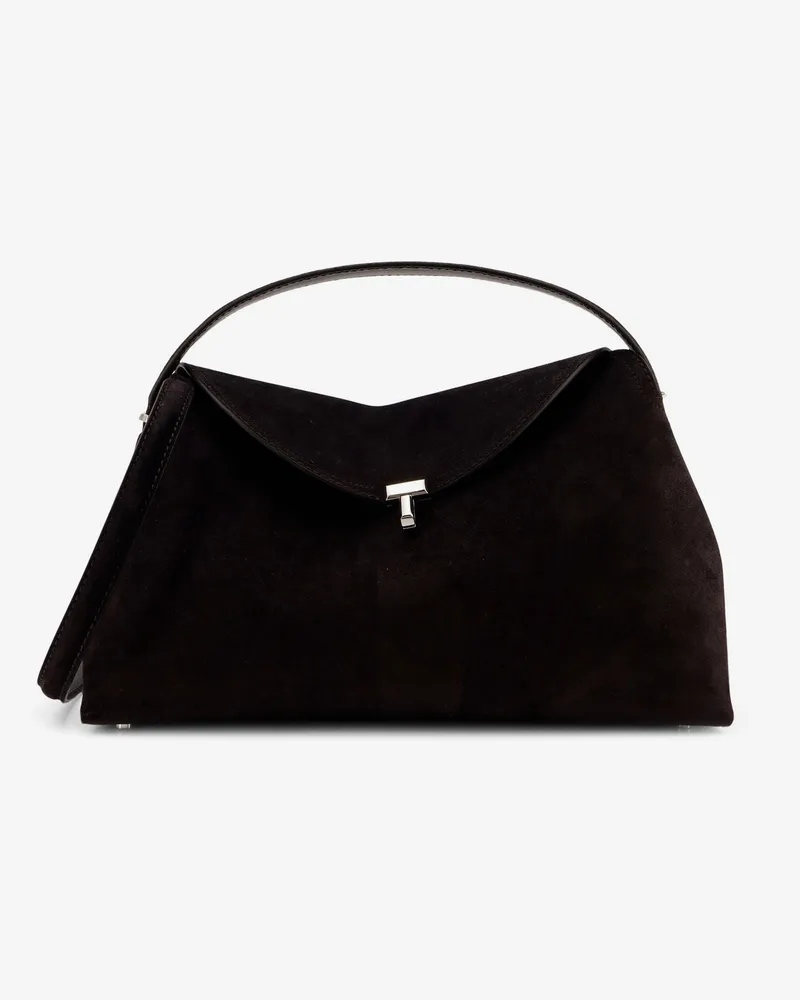 Totême T-Lock suede leather shoulder bag -  - gender_Woman Brown