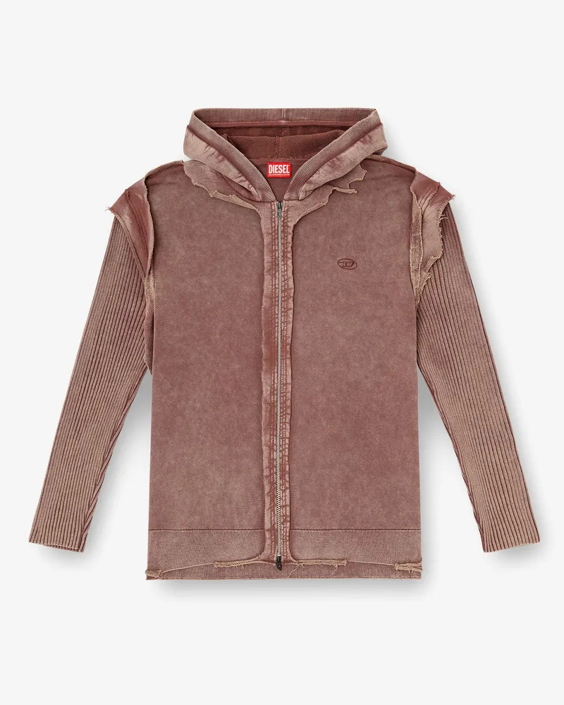 Diesel K-Pelto cotton sweatshirt with distressed effect -  - gender_Man Brown