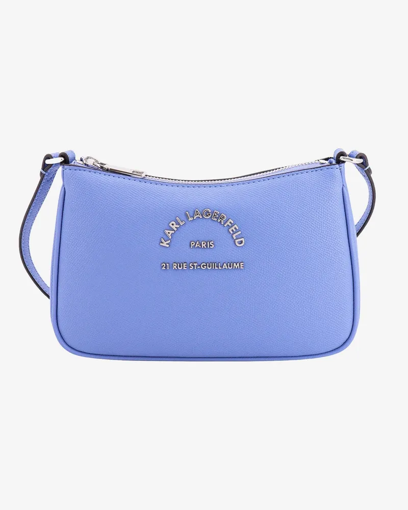 Karl Lagerfeld Leather shoulder bag with frontal metal logo -  - gender_Woman Blue