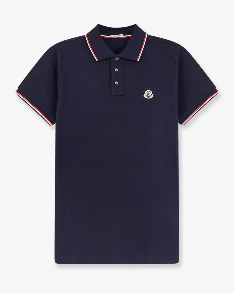 Moncler Cotton polo shirt with Logo patch -  - gender_Man Blue