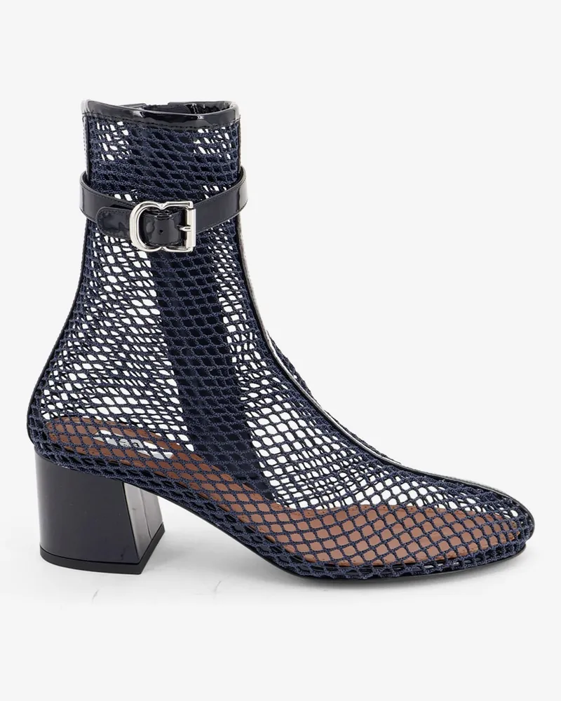 Alaïa Fishnet 55 mesh and patent leather boots -  - gender_Woman Blue