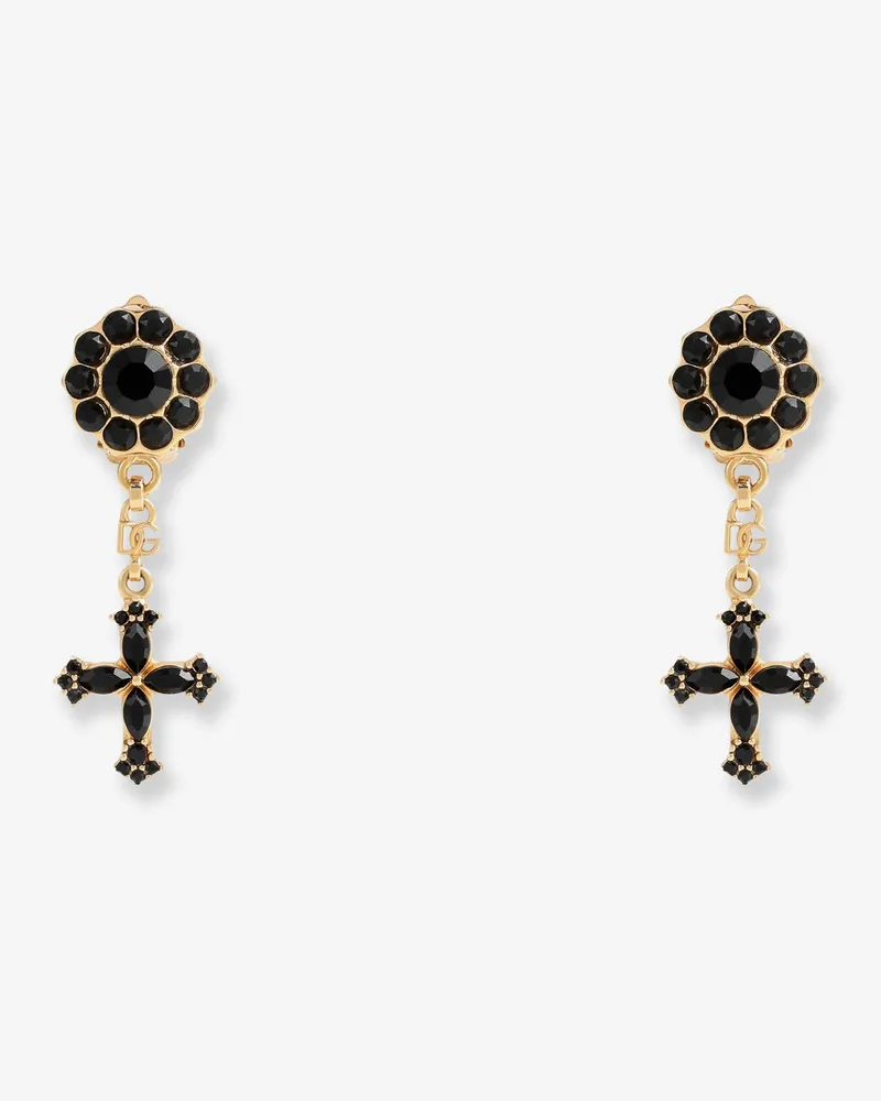 Dolce & Gabbana Brass earrings with rhinestones -  - gender_Woman Black