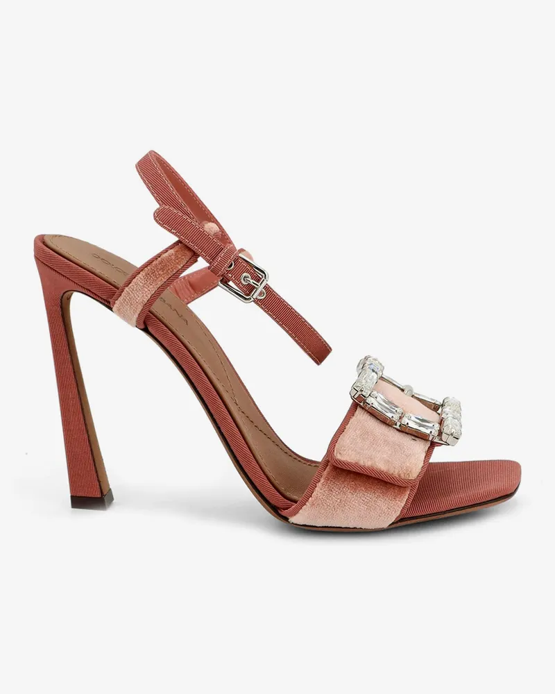 Dolce & Gabbana Velvet sandals with rhinestone detail on the front -  - gender_Woman Pink