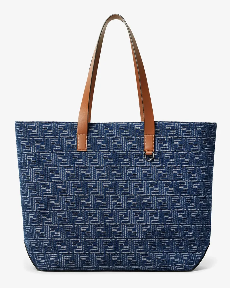 Fendi FF Jacquard tote bag with denim effect -  - gender_Man Blue